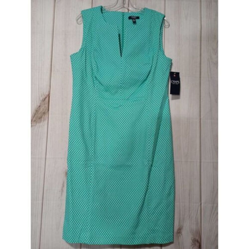 Ladies 16 Chaps Sleeveless Green Checkered Dress Career Work Office Interview‎